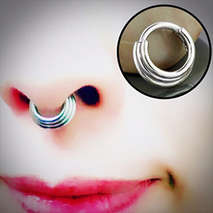 Titanium Triple Septum Clicker Ring Customer Photo